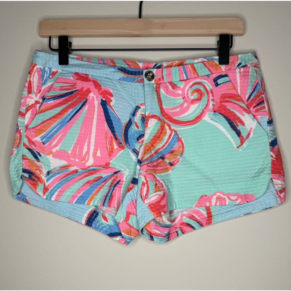 Lilly Pulitzer Green Blue Color block Pink Adie Seashell Shorts- Size 0